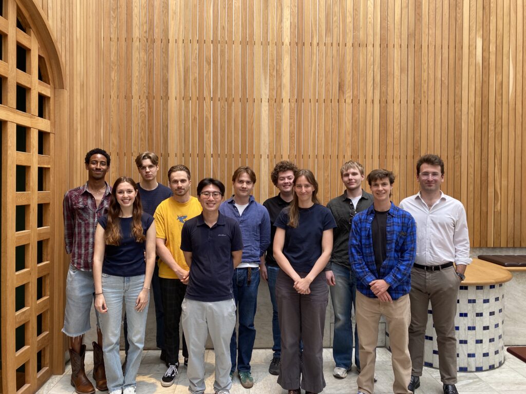 picture of Students from UCB and Purdue doing internship at Digital Futures: Right to left Dawson Verley (UCB), Brendan Sinclair(UCB), Owen Bishop (Purdue), Henry Wang (Purdue), Eva De Ramon (Purdue), Jaylen Jones (UCB).