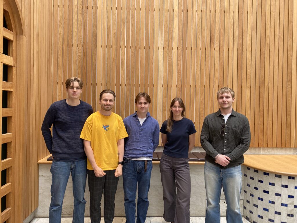 picture of • KTH students going to UCB from right to left: Kevin Saajakari, Marina Wiemers, Leon Allinger, Ludwig Estling, Martin Orrje