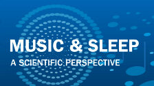Book cover titled MUSIC & SLEEP: A Scientific Perspective features a stylised outline of a sleeping person with a large musical note and sound waves, edited by Kira Vibe Jespersen and Björn Rasch.