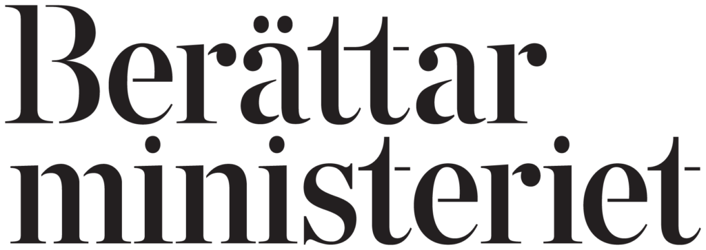 The text Berättarministeriet in a bold, black serif typeface.