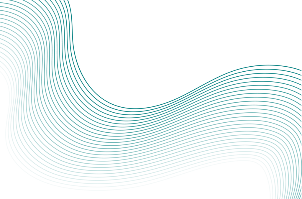 Abstract background of flowing, parallel teal lines on a light grey background, evoking the essence of digital futures.