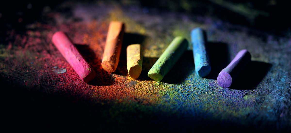 Picture of Rainbow chalk on black.
